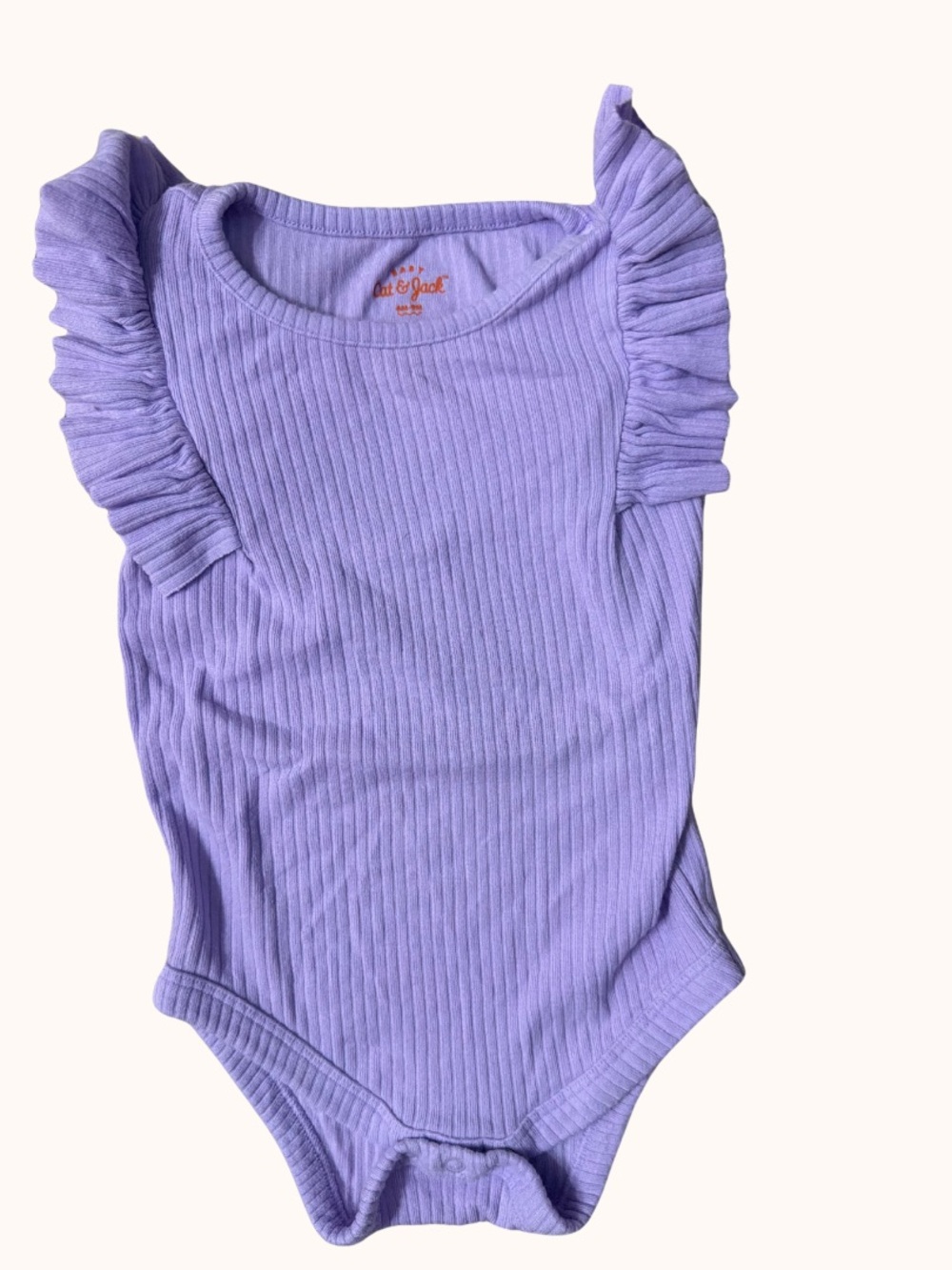 Cat & Jack Purple Ribbed Ruffle-Sleeve One-Piece Bodysuit